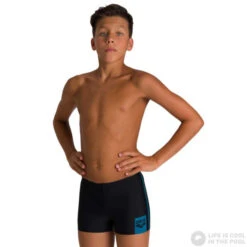 Arena Basics Short Junior Black/Turquoise -Swimming Equipment Store arena basics short junior black turquoise original 2