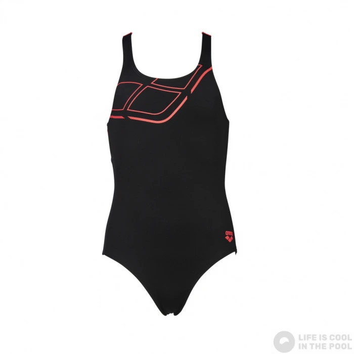 Arena Essentials Swim Pro Back One Piece Junior Black/Fluo Red 4 Arena Essentials Swim Pro Back One Piece Junior Black/Fluo Red - Image 2