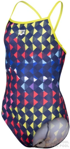 Arena Girls Carnival Swimsuit Lightdrop Back Soft Green/Multi