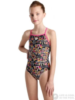 Arena Girls Swimsuit Lightdrop Back Allover Freak Rose/Black/Multi -Swimming Equipment Store arena girls swimsuit lightdrop back allover freak rose black multi original 2