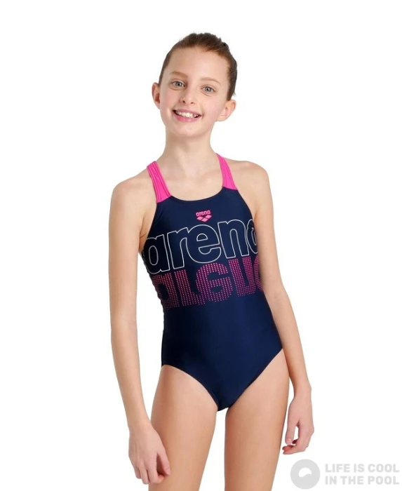 Arena Girls Swimsuit V Back Graphic Navy/Freak Rose 4 Arena Girls Swimsuit V Back Graphic Navy/Freak Rose - Image 2