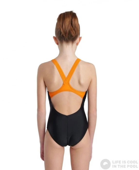 Arena Girls Swimsuit V Back Placement Black/Mango 5 Arena Girls Swimsuit V Back Placement Black/Mango - Image 3