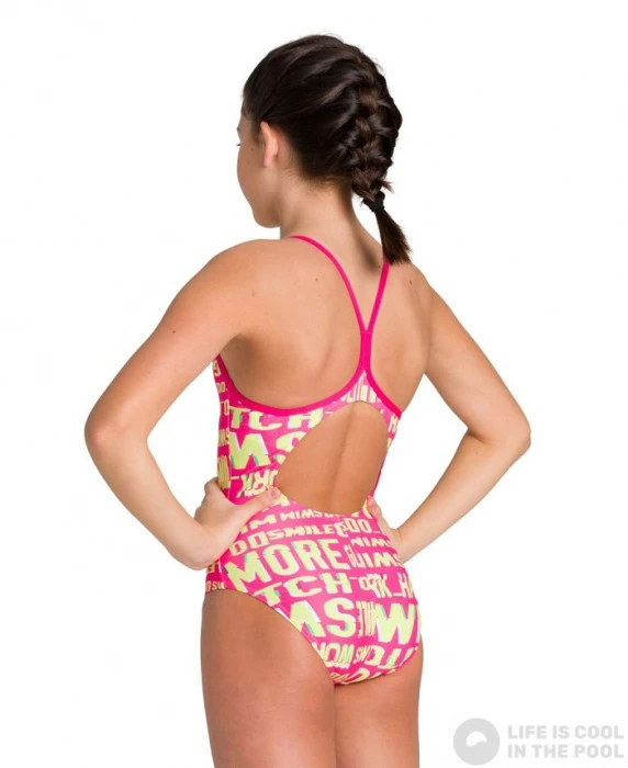 Arena Neon Glitch Light Drop Back One Piece Junior Freak Rose/Green Multi 5 Arena Neon Glitch Light Drop Back One Piece Junior Freak Rose/Green Multi - Image 3