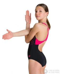 Arena Rhyming Swim Pro Back One Piece Junior Black/Freak Rose -Swimming Equipment Store arena rhyming swim pro back one piece junior black freak rose original 2