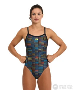 Arena Slow Motion Swimsuit Xcross Back Black/Turquoise/Multi -Swimming Equipment Store arena slow motion swimsuit xcross back black turquoise multi original 2