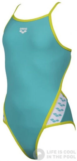 Arena Team Stripe Super Fly Back One Piece Junior Mint/Soft Green