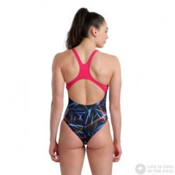 Arena Women Swimsuit Swim Pro Back Allover Black/Multi/Freak Rose -Swimming Equipment Store arena women swimsuit swim pro back allover black multi freak rose original 2