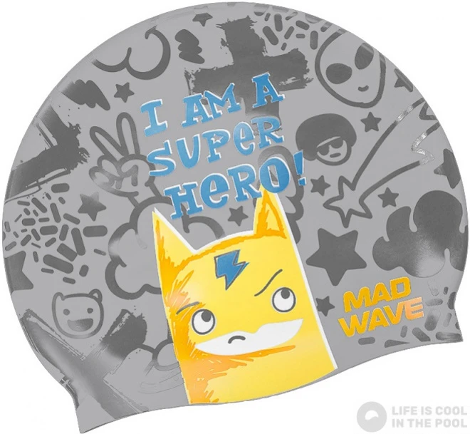 Mad Wave Super Hero Swim Cap Junior 4 Mad Wave Super Hero Swim Cap Junior - Image 2