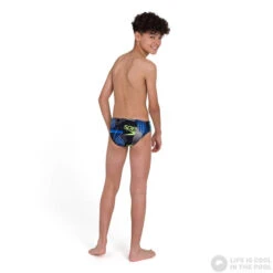 Speedo Allover 6.5cm Brief Boy True Navy/Bondi Blue/Fluo Yellow/White -Swimming Equipment Store speedo allover 6 5cm brief boy true navy bondi blue fluo yellow white original 3
