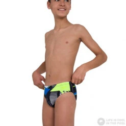 Speedo Allover 6.5cm Brief Boy True Navy/Bondi Blue/Fluo Yellow/White -Swimming Equipment Store speedo allover 6 5cm brief boy true navy bondi blue fluo yellow white original 5