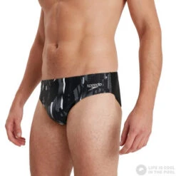 Speedo Allover 7cm Brief Black/USA Charcoal/White -Swimming Equipment Store speedo allover 7cm brief black usa charcoal white original 5