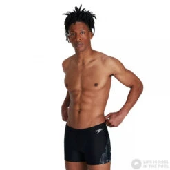 Speedo Allover V-Cut Aquashort Black/White/USA Charcoal 11 Speedo Allover V-Cut Aquashort Black/White/USA Charcoal -Swimming Equipment Store speedo allover v cut aquashort black white usa charcoal original 4