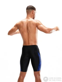 Speedo Allover V-Cut Jammer Black/Chroma Blue -Swimming Equipment Store speedo allover v cut jammer black chroma blue original 2
