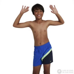 Speedo Colourblock 13 Watershort Boy Blue Flame/Zest Green/True Navy -Swimming Equipment Store speedo colourblock 13 watershort boy blue flame zest green true navy original 4