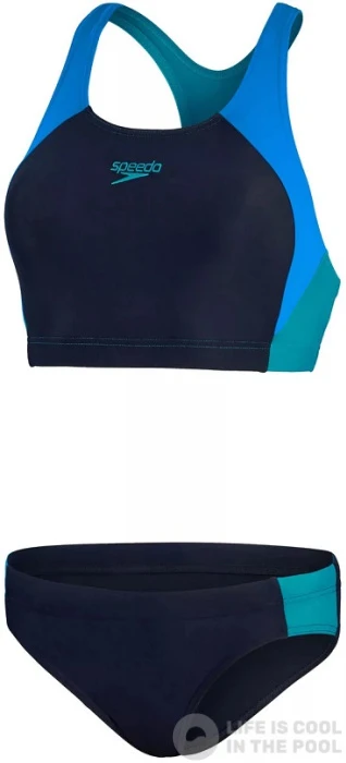 Speedo Colourblock Splice 2 Piece True Navy/Bondi Blue/Aquarium 3 Speedo Colourblock Splice 2 Piece True Navy/Bondi Blue/Aquarium