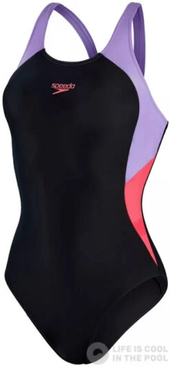 Speedo Colourblock Splice Muscleback Black/Miami Lilac/Rasberry Fill