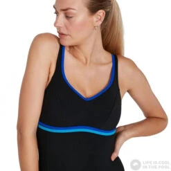 Speedo ContourLuxe Solid Shaping 1 Piece Black/Blue Flame/Pool 13 Speedo ContourLuxe Solid Shaping 1 Piece Black/Blue Flame/Pool -Swimming Equipment Store speedo contourluxe solid shaping 1 piece black blue flame pool original 4