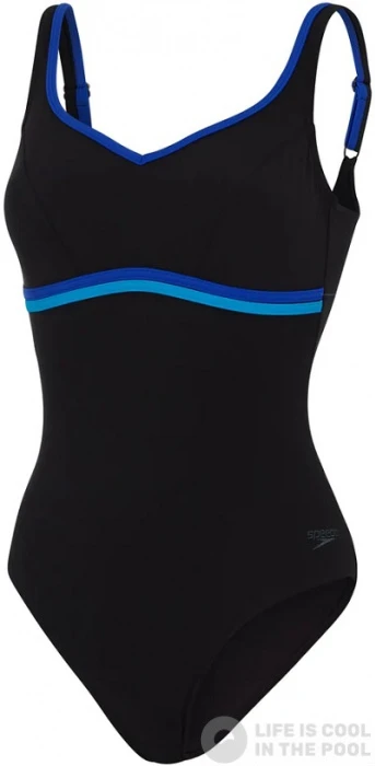 Speedo ContourLuxe Solid Shaping 1 Piece Black/Blue Flame/Pool 3 Speedo ContourLuxe Solid Shaping 1 Piece Black/Blue Flame/Pool