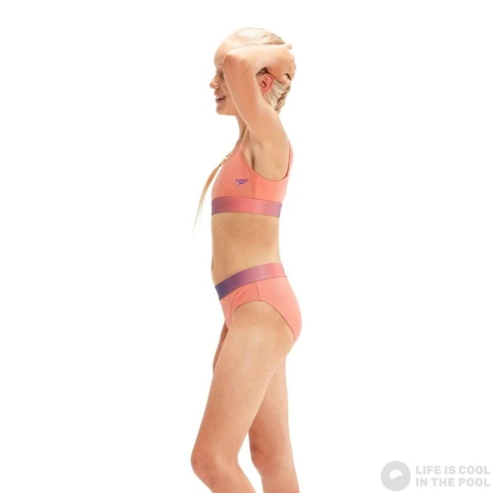 Speedo Contrast Band 2 Piece Girl Soft Coral/Miami Lilac 5 Speedo Contrast Band 2 Piece Girl Soft Coral/Miami Lilac - Image 3