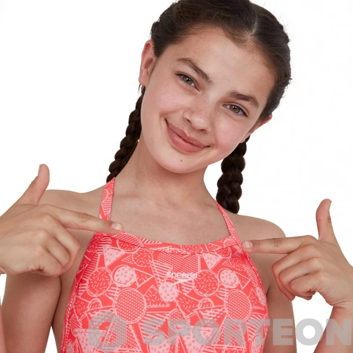 Speedo DazzleGeo Allover X Back 1 Piece Girl Phoenix Red/Powder Blush 7 Speedo DazzleGeo Allover X Back 1 Piece Girl Phoenix Red/Powder Blush - Image 5