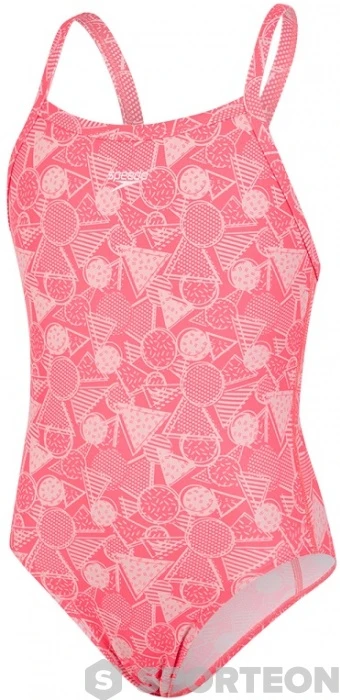 Speedo DazzleGeo Allover X Back 1 Piece Girl Phoenix Red/Powder Blush 3 Speedo DazzleGeo Allover X Back 1 Piece Girl Phoenix Red/Powder Blush