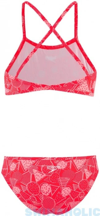 Speedo DazzleGeo Allover X Back 2 Piece Girl Phoenix Red/Powder Blush 10 Speedo DazzleGeo Allover X Back 2 Piece Girl Phoenix Red/Powder Blush - Image 8
