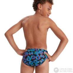 Speedo Digi Allover 6.5cm Brief Boy Black/Lava Red/Neon Absinthe/Blue -Swimming Equipment Store speedo digi allover 6 5cm brief boy black lava red neon absinthe blue original 5