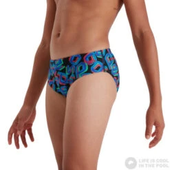 Speedo Digi Allover 6.5cm Brief Boy Black/Lava Red/Neon Absinthe/Blue -Swimming Equipment Store speedo digi allover 6 5cm brief boy black lava red neon absinthe blue original 6