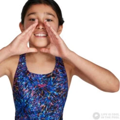 Speedo Digital Allover Leaderback Girl Black/Blue Flame/Diva/Electric Pink -Swimming Equipment Store speedo digital allover leaderback girl black blue flame diva electric pink original 3