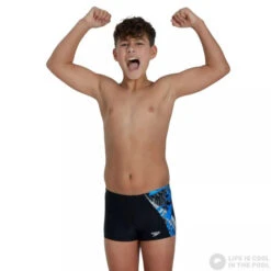 Speedo Digital Panel Aquashort Boy Black/Pool/Chroma Blue/White -Swimming Equipment Store speedo digital panel aquashort boy black pool chroma blue white original 4