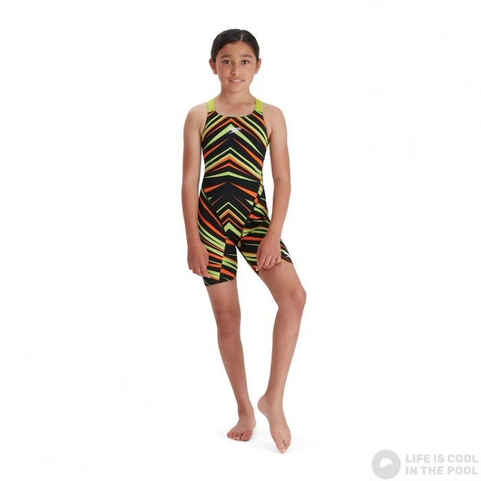 Speedo Fastskin Endurance+ Openback Kneeskin Girl Black/Atomic Lime/Salso 4 Speedo Fastskin Endurance+ Openback Kneeskin Girl Black/Atomic Lime/Salso - Image 2