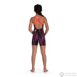 Speedo Fastskin Endurance+ Openback Kneeskin Girl Black/Phoenix Red/Violet -Swimming Equipment Store speedo fastskin endurance openback kneeskin girl black phoenix red violet original 3