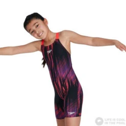 Speedo Fastskin Endurance+ Openback Kneeskin Girl Black/Phoenix Red/Violet -Swimming Equipment Store speedo fastskin endurance openback kneeskin girl black phoenix red violet original 5