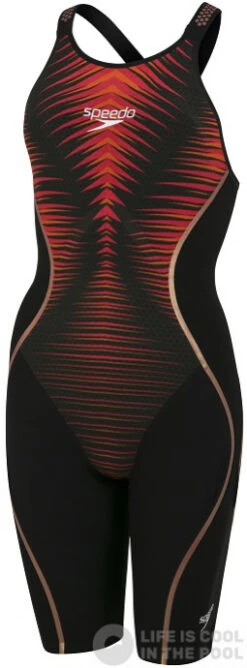 Speedo Fastskin LZR Pure Intent Openback Kneeskin Black/Blood Red/Dragonfire Orange/Gold
