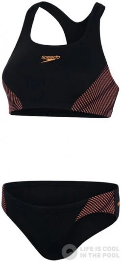 Speedo Placement 2 Piece Black/Magenta/Papaya Punch