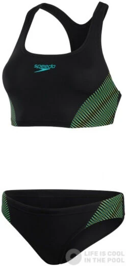 Speedo Placement 2 Piece Black/Tile/Atomic Lime