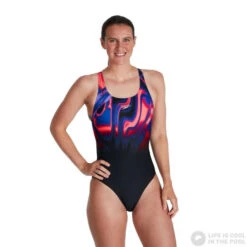 Speedo Placement Digital Powerback Black/Phoenix Red/Blue Flame/Ultraviolet -Swimming Equipment Store speedo placement digital powerback black phoenix red blue flame ultraviolet original 4