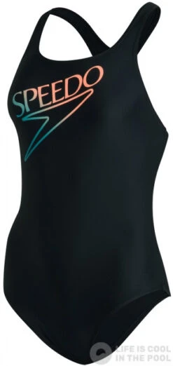 Speedo Retro Logo Medalist Black/Enamel Blue/Neon Fire