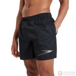 Speedo Sport Logo 16 Watershort Black/Metalic Grey -Swimming Equipment Store speedo sport logo 16 watershort black metalic grey original 4