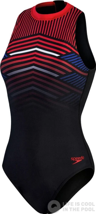Speedo Womens Printed Hydrasuit Black/Fed Red/Chroma Blue/White 3 Speedo Womens Printed Hydrasuit Black/Fed Red/Chroma Blue/White
